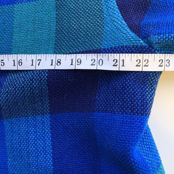 Avoca Coat Women's X-Large Chenille Teal Blue Checked Lined Made In Ireland - Picture 6 of 7